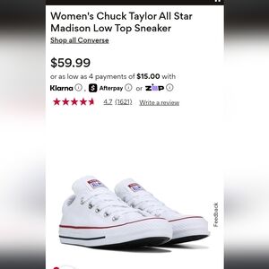 Converse Women's White and Red Chuck Taylor Sneakers